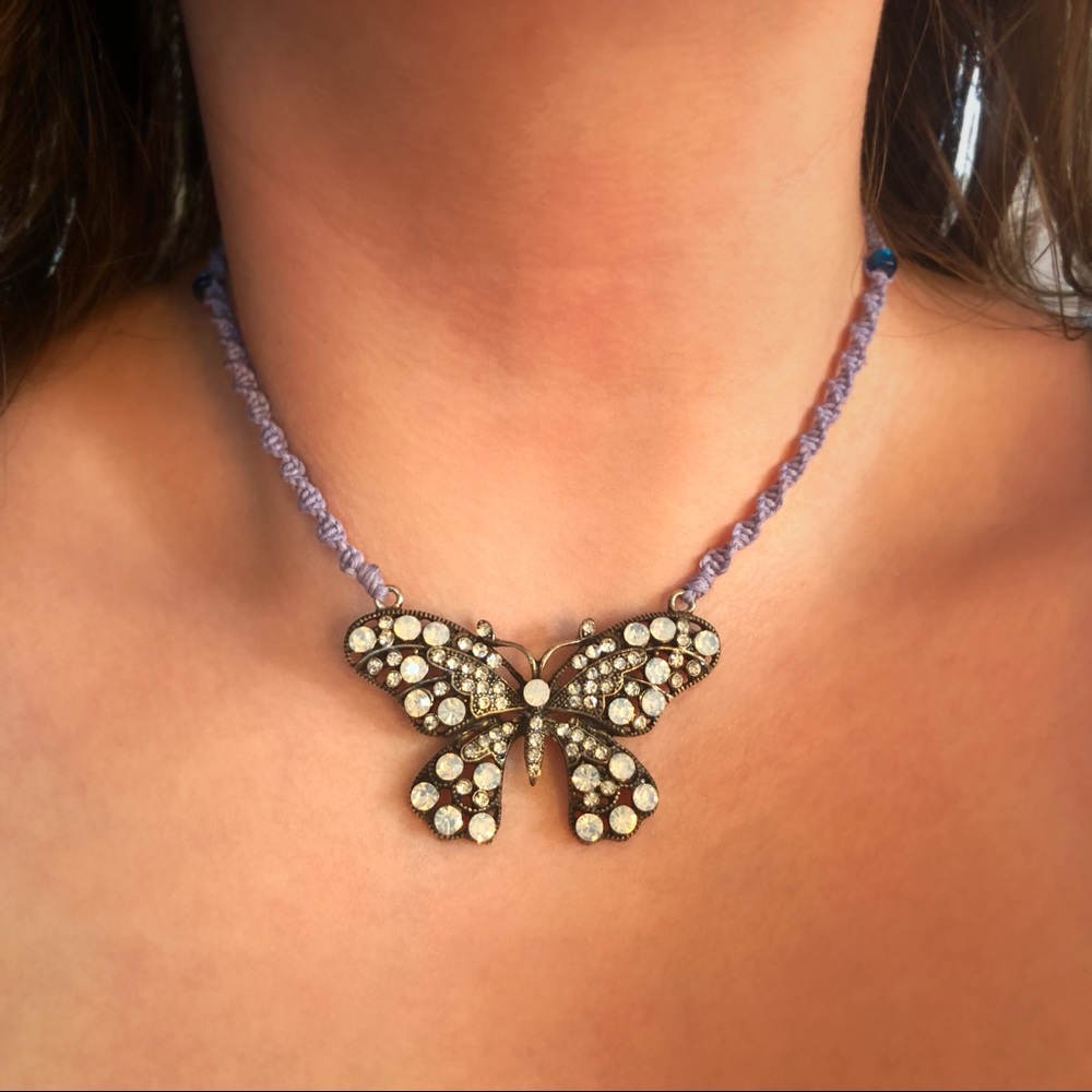 Butterfly Charm Macrame Necklace
